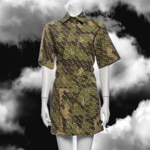 Burberry Green Printed Mini Shirtdress